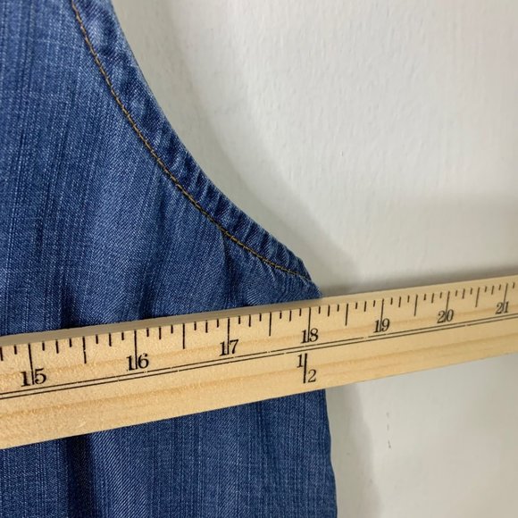 Cloth & Stone Sleeveless Chambray Dress Blue Size S Casual Button Front - Picture 7 of 8